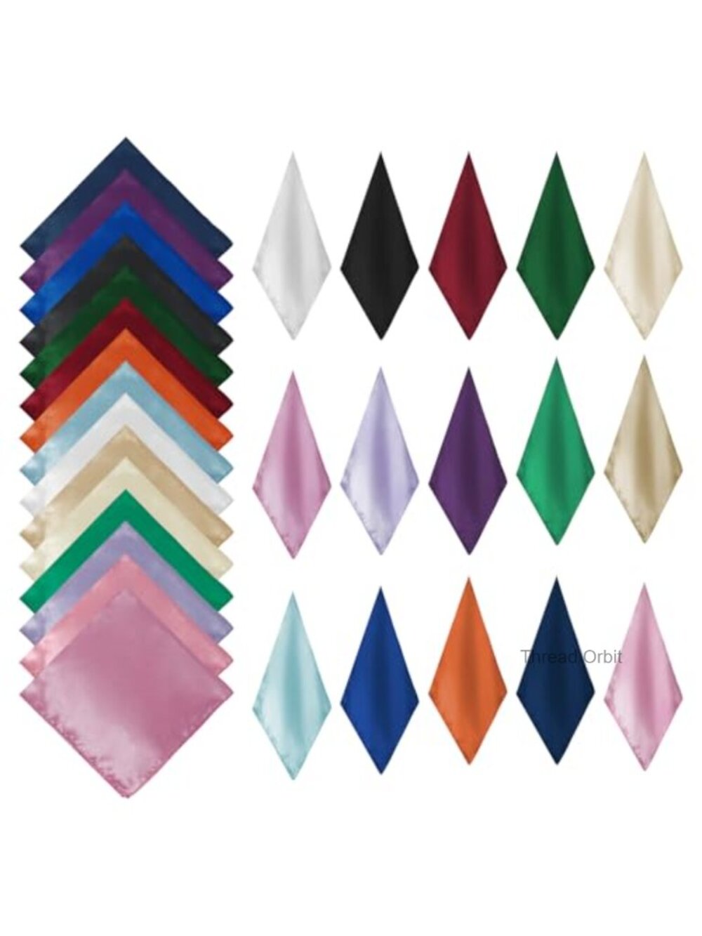 15 Pc Satin Square Neck Scarves Set, Women's Multicolor Neckerchief Head Wraps